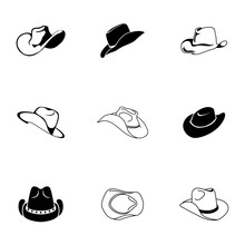 Cowboy Hat Vector Set.