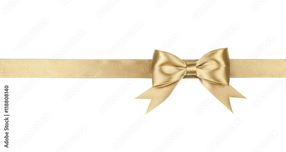 Obraz na płótnie Gold bow isolated on white background w salonie