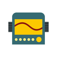 Poster - Display with cardiogram, ecg machine icon in flat style on a white background