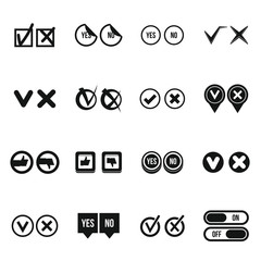 Wall Mural - Check mark icons set in simple style. Yes and No set collection vector illustration