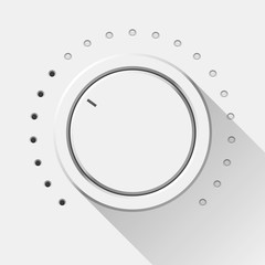 Fototapete - White technology music button, volume knob with flat designed shadow, range scale and light background for internet sites, web user interfaces, UI, applications, apps. Vector illustration.