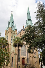 Sticker - Church with Green Steeples and Red Doors