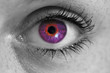 canvas print picture - Auge mit lila iris blickt auf betrachter konzept makro.