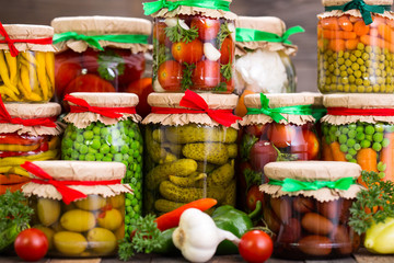 Wall Mural - Preserved vegetables in the jars 