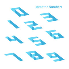 Aufkleber - Collection of isometric numbers. Hole effect. Three-Dimensional elements. Vector illustration.