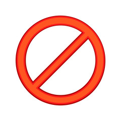 Poster - Red sign ban icon in cartoon style isolated on white background. Warning symbol