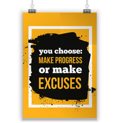 Make progress. Inspirational motivational business concept on white textured background.