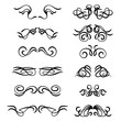 Abstract black curly design element set isolated on white background. Dividers. Swirls. Vector illustration.