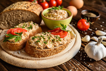 Poster - Spread with chicken meat, eggs, mustard, garlic and pepper