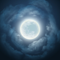 night sky with the moon and cloud. vector illustration