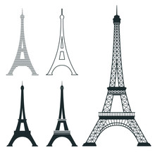 Different Eiffel Tower Vector Landmark Set