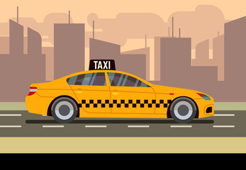 Sticker - Taxi car flat vector illustration