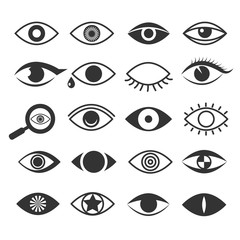 Wall Mural - Eyes eye vision vector icons set