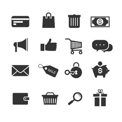 Poster - E-commerce shopping vector icons set