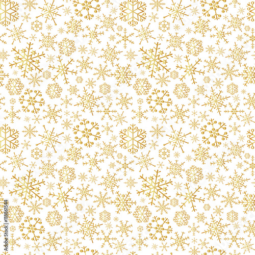 Materiał do szycia Gold Winter Schneeflocken nahtlose Winter Muster eps10