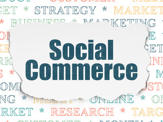 Marketing concept: Social Commerce on Torn Paper background