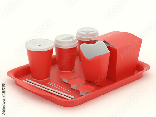Download Red Clear Set Of Utensils For Fast Food Net Pattern For Design Clean Mockup Template With