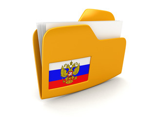 Poster - folder and lists with Russian Flag. Image with clipping path