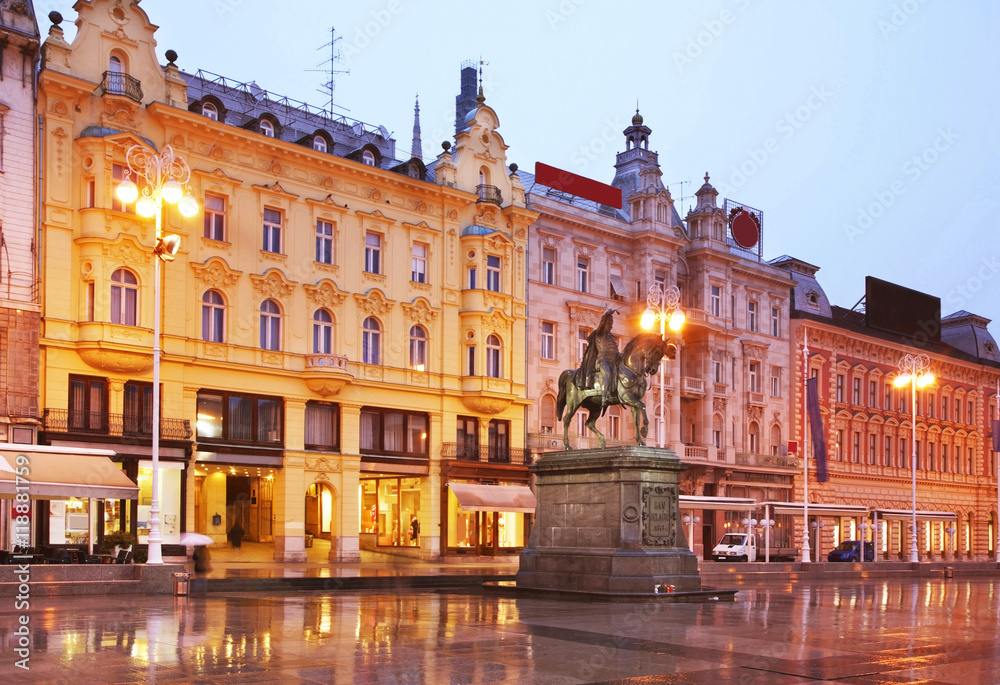 Obraz na płótnie Ban Jelacic square in Zagreb. Croatia w salonie