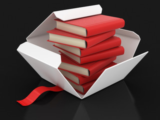 Poster - Open package with books. Image with clipping path