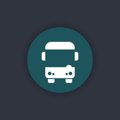 Sticker - Bus icon, round pictogram, vector illustration