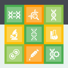 Wall Mural - genetics icons set, flat material style