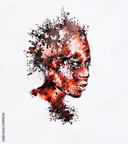 akwarela-abstrakcyjny-portret-czarnoskorej-kobiety