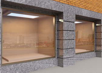 Wall Mural - view of the store facade. 3d rendering