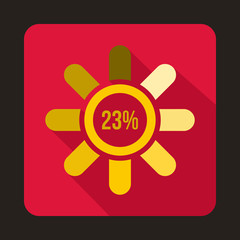 Poster - Circle loading, 23 percent icon in flat style on a crimson background