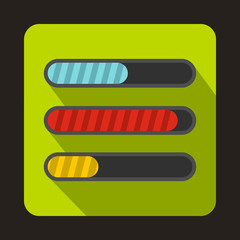 Poster - Progress loading bars icon in flat style on a green background