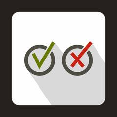 Poster - Tick and cross circle shape icon in flat style on a white background