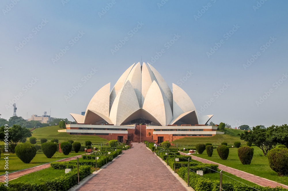 Bahai Lotus Temple - New Delhi, India - obrazy, fototapety, plakaty 