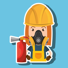 Wall Mural - woman mask extinguisher icon vector illustration eps 10