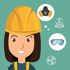 woman worker equipment protection vector illustration design