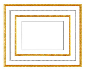 The antique gold and  silver frame on white background