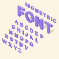 Fototapete - Alphabet with numbers icons set in isometric 3d style. English font set collection vector illustration