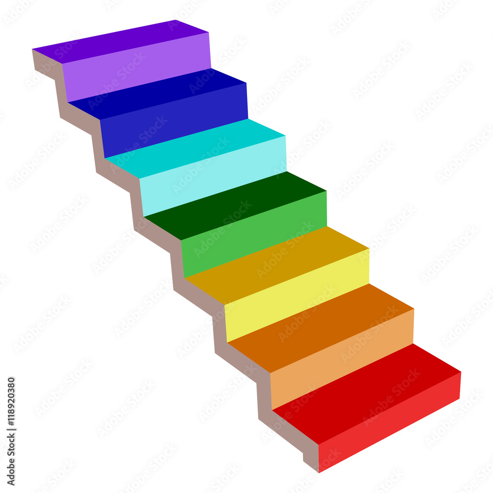 Staircase icon color 3d. Rainbow way up. Vector illustration on a white  background. Stock Vector | Adobe Stock, image size:1000x1000