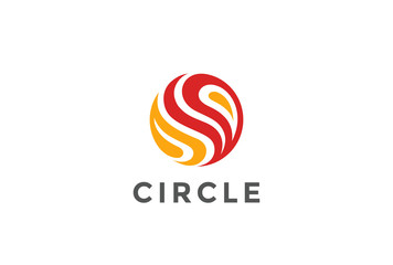 Poster - Circle Fire flame abstract Logo design vector. Sphere icon