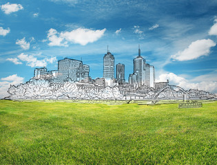 Wall Mural - Modern city drawing