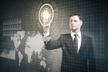 Poster - Businessman pressing digital buttons
