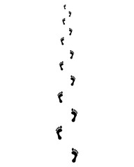 Wall Mural - Trail of human bare footsteps, vector illustration