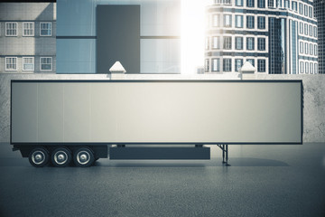 Poster - Blank white semi-trailer