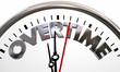 Overtime Working Extra Added Hours Clock Words 3d Illustration
