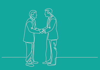 Wall Mural - continuous line drawing of businessmen meeting handshake