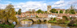 Rural Kent. Panoramic view of Aylesford village in Kent, England with medieval bridge and church.