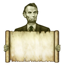 Blank Scroll Held By Abraham Lincoln