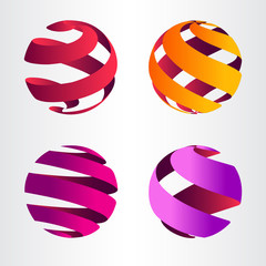 set of abstract sphere logo