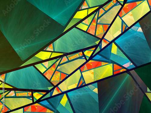 Naklejka - mata magnetyczna na lodówkę Colorful stained-glass fractal