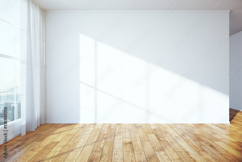 Interior with blank wall - obrazy, fototapety, plakaty 
