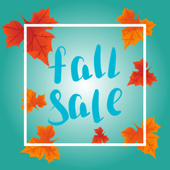 Wall Mural - Fall  sale. Seasonal sale banner design with fall leaves